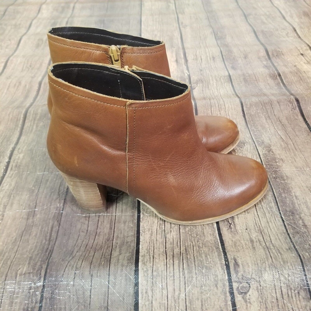 Diba True Womens Boots Size 7 Brown Ankle 3.25" Heel Side‎ Zip Block Heel